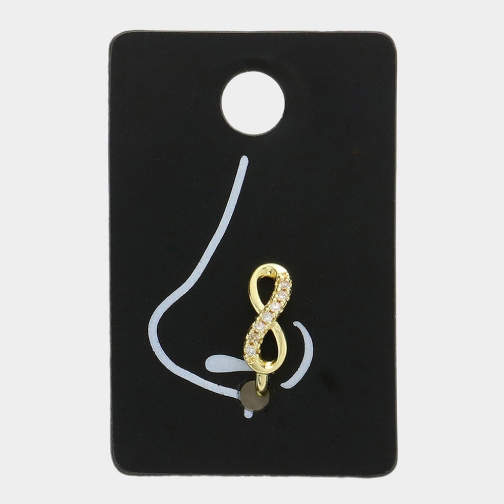 Gold Infinity Nose Ring Clip Cuff Jewelry Rhinestone Crystal Accessories